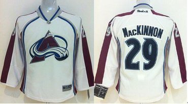 Youth NHL Colorado Avalanche #29 Nathan MacKinnon White Stitched Jersey