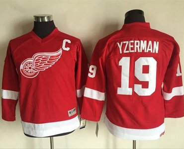 Red Wings #19 Steve Yzerman Red CCM Throwback Stitched Youth NHL Jersey