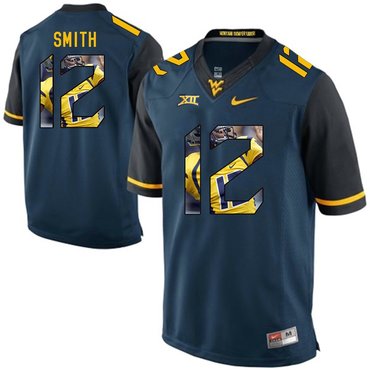 West Virginia Mountaineers Blue Geno Smith College Football Portrait Jersey