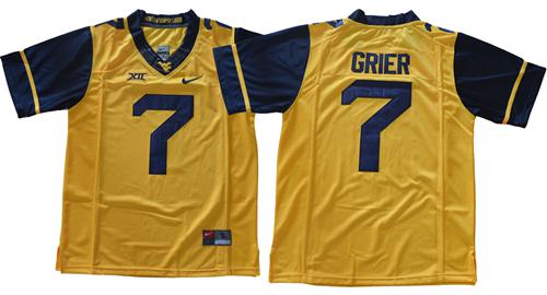 Mountaineers #7 Will Grier Gold Limited Stitched NCAA Jersey