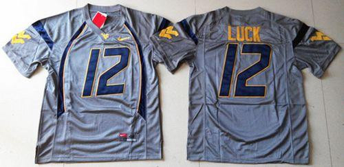 West Virginia Mountaineers #12 Oliver Luck Navy Blue Stitched NCAA Jersey