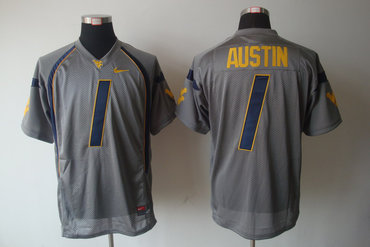 NCAA West Virginia Mountaineers Tavon Austin 1 Grey College Football Jersey