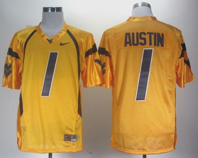 NCAA NEW West Virginia Mountaineers Tavon Austin #1 gold WVU jersey