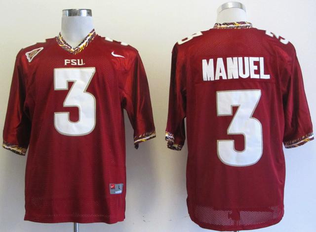 NEW Florida State Seminoles E.J Manuel 3 Red College Football Authentic Jerseys