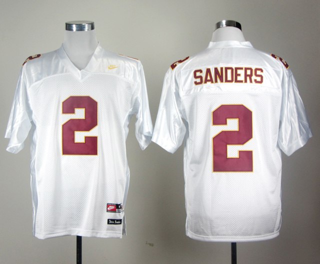 Florida State Seminoles Deion Sanders 2 White College Football Throwback Jersey