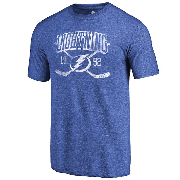 Tampa Bay Lightning Fanatics Branded Royal Vintage Collection Line Shift Tri Blend T-Shirt