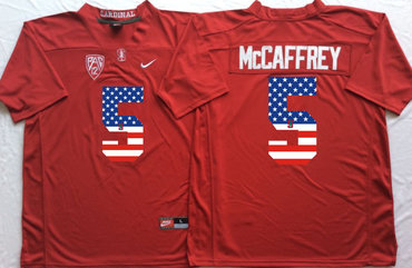 Stanford Cardinals 5 Christian McCaffrey Red USA Flag College Jersey