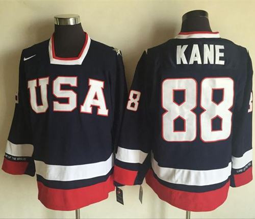 Team USA #88 Patrick Kane Navy Blue 2010 Olympic 1960 Throwback Stitched NHL Jersey