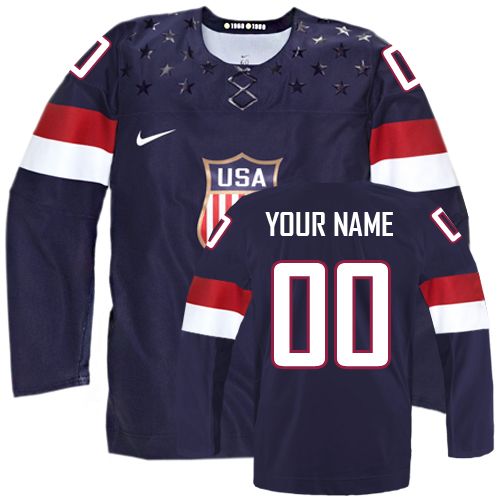 Women's Nike Team USA Customized Authentic Navy Blue Away 2014 Olympic Hockey Jersey