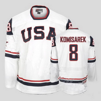 2010 Olympic Team USA 8 Mike Komisarek Stitched Replithentic White Jersey