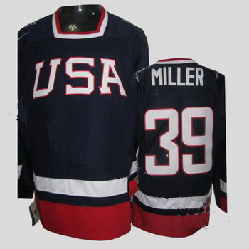 2010 Olympic Team USA 39 Ryan Miller Stitched Replithentic Blue Jersey