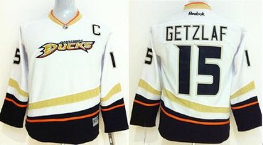 Youth NHL Anaheim Ducks #15 Ryan Getzlaf White Stitched NHL Jersey