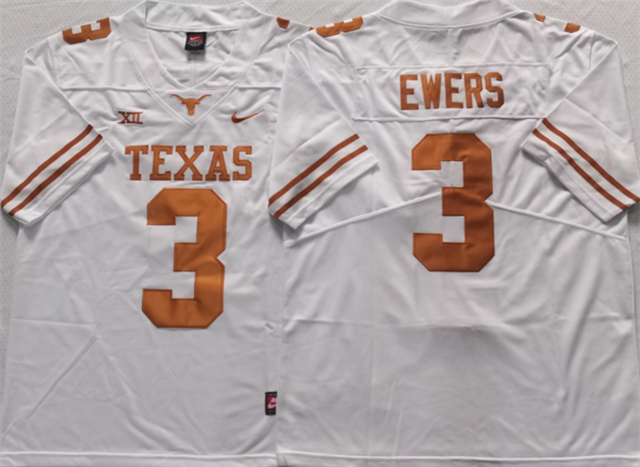 Men's Texas Longhorns #3 Ewers White Stitched Jersey