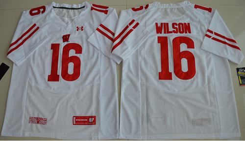 Badgers #16 Russell Wilson White Stitched NCAA Jersey$49.00$22.50