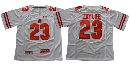 Badgers #23 Jonathan Taylor White Stitched NCAA Jersey