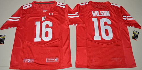 Badgers #16 Russell Wilson Red Stitched NCAA Jersey