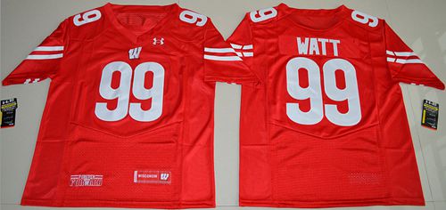 Badgers #99 J.J. Watt Red Stitched NCAA Jersey