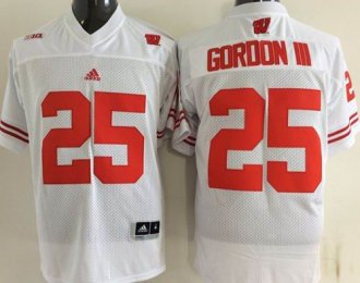 Wisconsin Badgers 25 Melvin Gordon III White College Jersey