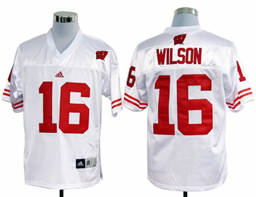 adidas wisconsin badgers russell wilson 16 white college football jerseys