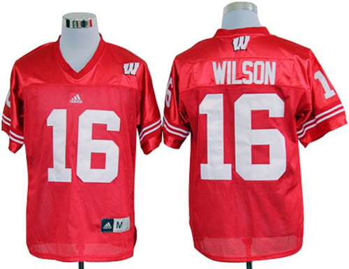 adidas wisconsin badgers russell wilson 16 red college football jerseys