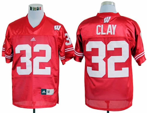 adidas wisconsin badgers john clay 32 red college football jerseys