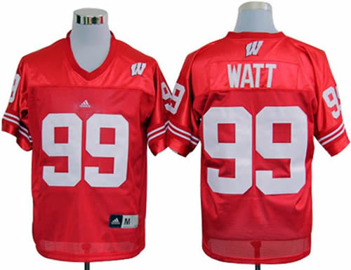 adidas wisconsin badgers j.j. watt 99 red college football jerseys