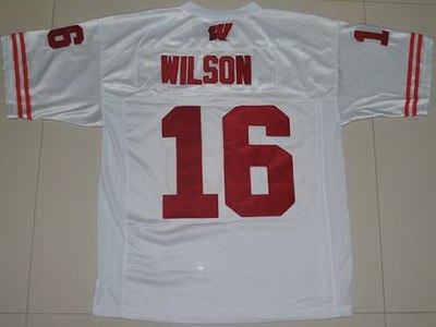 badgers #16 russell wilson white embroidered ncaa jersey