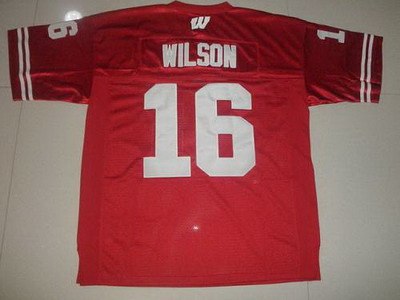 badgers #16 russell wilson red embroidered ncaa jersey