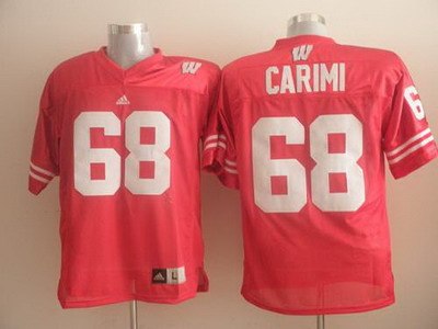 badgers #68 gabe carimi red embroidered ncaa jersey