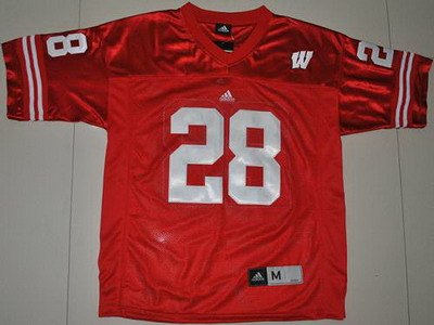 badgers #28 montee ball red embroidered ncaa jersey