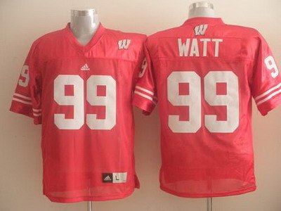 badgers #99 j.j. watt red embroidered ncaa jersey