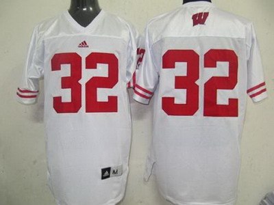 badgers #32 white embroidered ncaa jersey