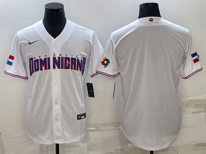 Men's Dominican Republic Baseball 2023 White World Baseball With Patch Classic Replica Stitched Jerseys