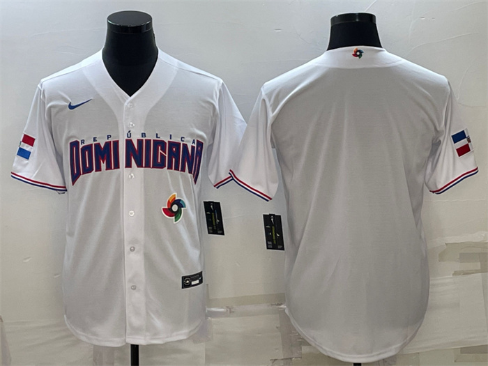 Men's Dominican Republic Baseball Blank 2023 White World Baseball Classic Replica Stitched Jerseys