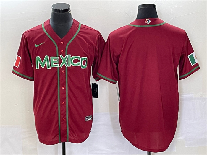 Men's Mexico Baseball Blank 2023 Red World Baseball Classic Stitched Jersey