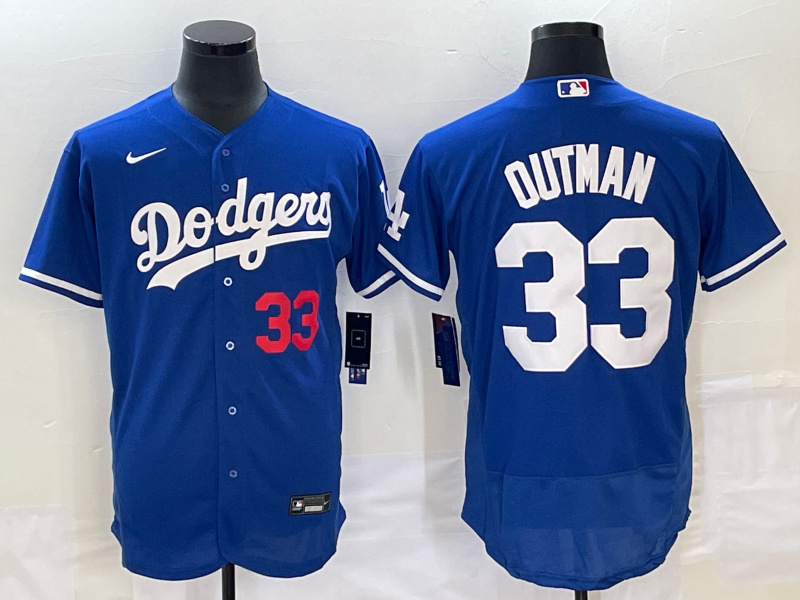 Men's Los Angeles Dodgers #33 James Outman Blue Flex Base Stitched Baseball Jersey