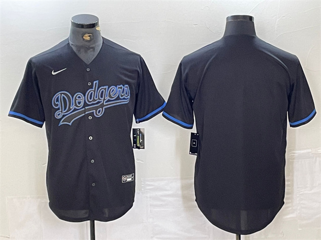 Men's Los Angeles Dodgers Blank Black Cool Base Stitched Baseball Jersey 4