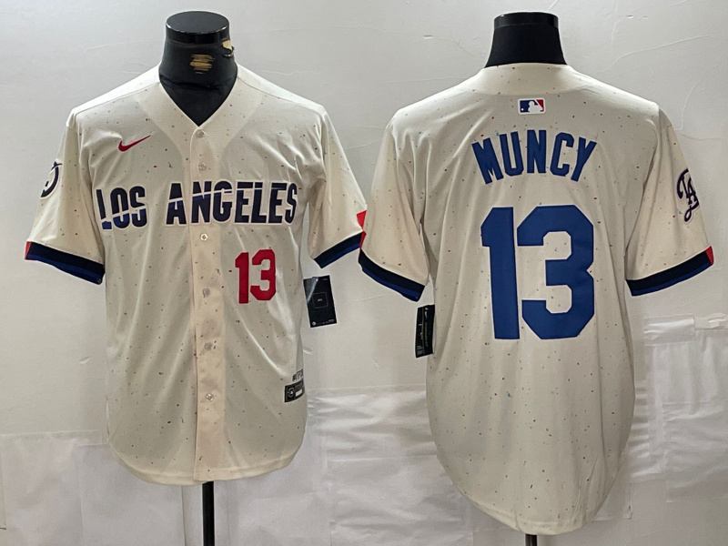 Men's Los Angeles Dodgers #13 Max Muncy Cream Stitched Baseball Jersey 6