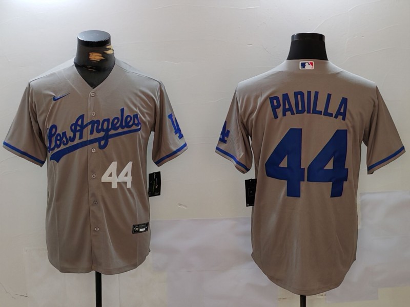 Men's Los Angeles Dodgers #44 Vicente Padilla Grey Cool Base Stitched Baseball Jersey 9