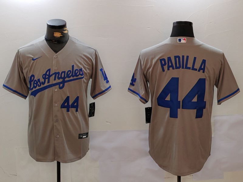 Men's Los Angeles Dodgers #44 Vicente Padilla Grey Cool Base Stitched Baseball Jersey 5