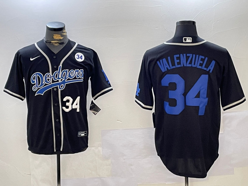 Men's Los Angeles Dodgers #34 Toro Valenzuela Black 2024 World Series Cool Base Stitched Baseball Jersey 10