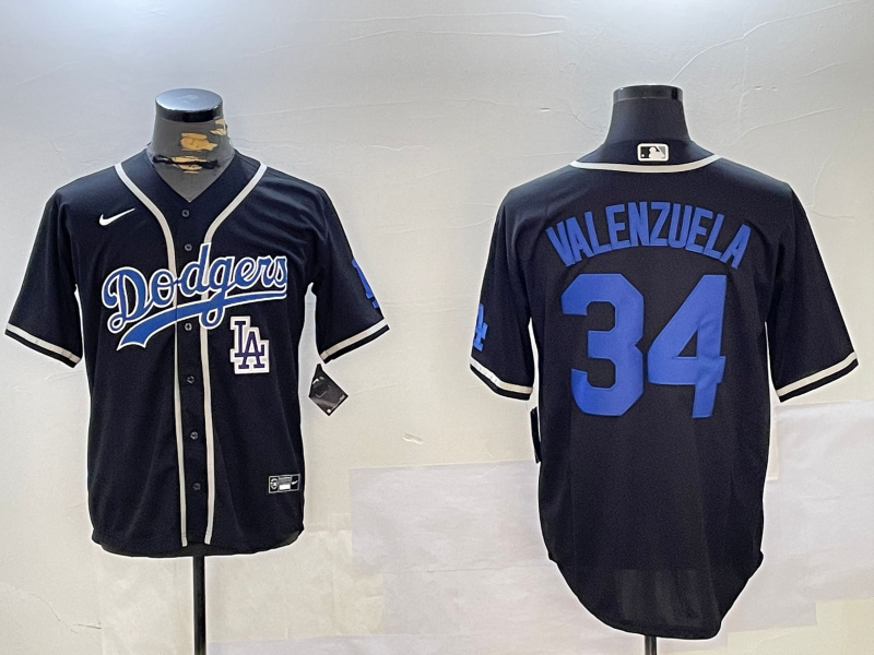 Men's Los Angeles Dodgers #34 Toro Valenzuela Black 2024 World Series Cool Base Stitched Baseball Jersey 7