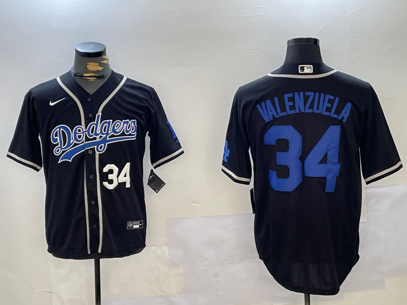 Men's Los Angeles Dodgers #34 Toro Valenzuela Black 2024 World Series Cool Base Stitched Baseball Jersey 3