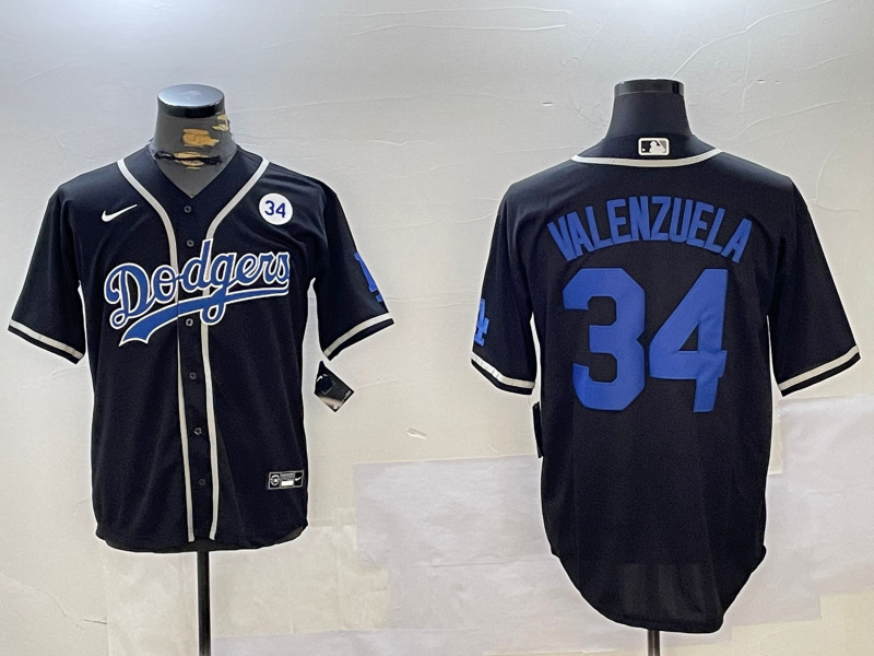 Men's Los Angeles Dodgers #34 Toro Valenzuela Black 2024 World Series Cool Base Stitched Baseball Jersey 9