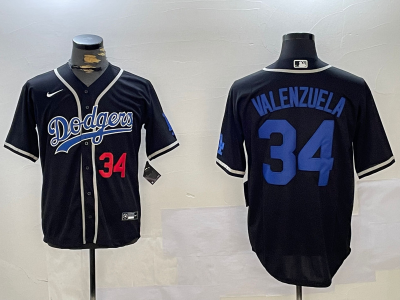 Men's Los Angeles Dodgers #34 Toro Valenzuela Black 2024 World Series Cool Base Stitched Baseball Jersey 2