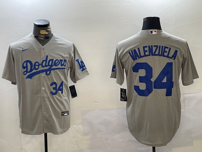 Men's Los Angeles Dodgers #34 Toro Valenzuela Grey Cool Base Stitched Baseball Jersey