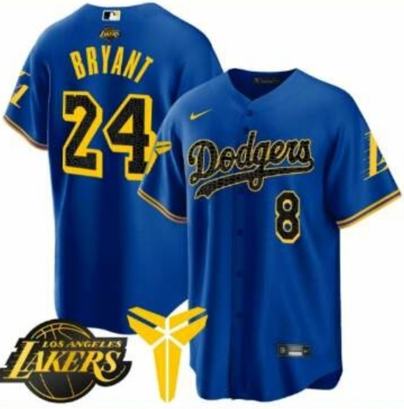 Men's Dodgers #24 Bryant Blue Cool Base Mamba Jersey V2