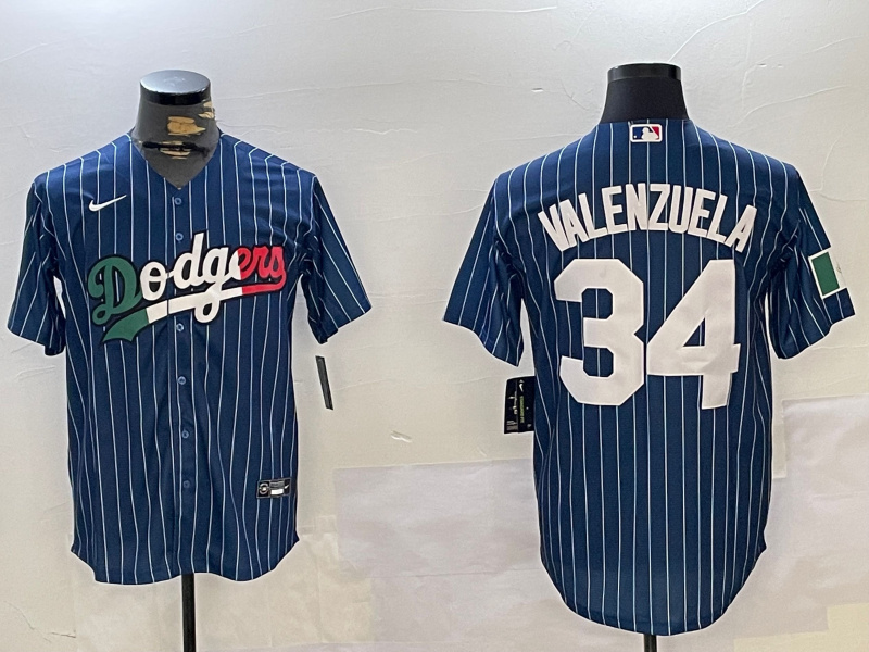 Los Angeles Dodgers #34 Fernando Valenzuela blue Authentic Collection Stitched MLB Jersey 1