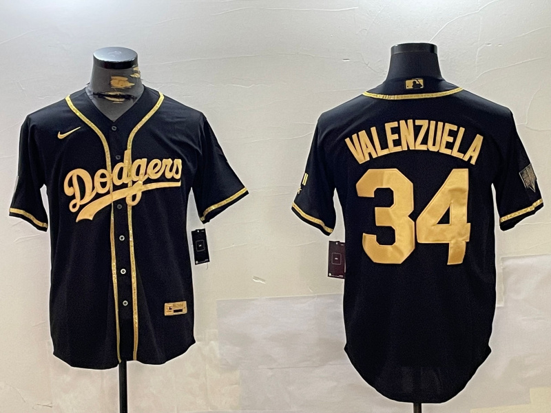 Los Angeles Dodgers #34 Fernando Valenzuela Black Authentic Collection Stitched MLB Jersey 1