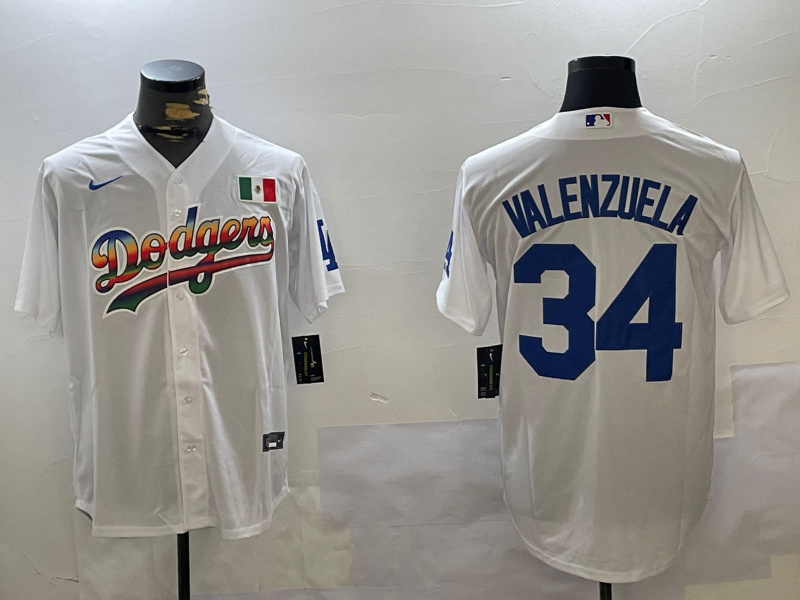 Los Angeles Dodgers #34 Fernando Valenzuela white Authentic Collection Stitched MLB Jersey